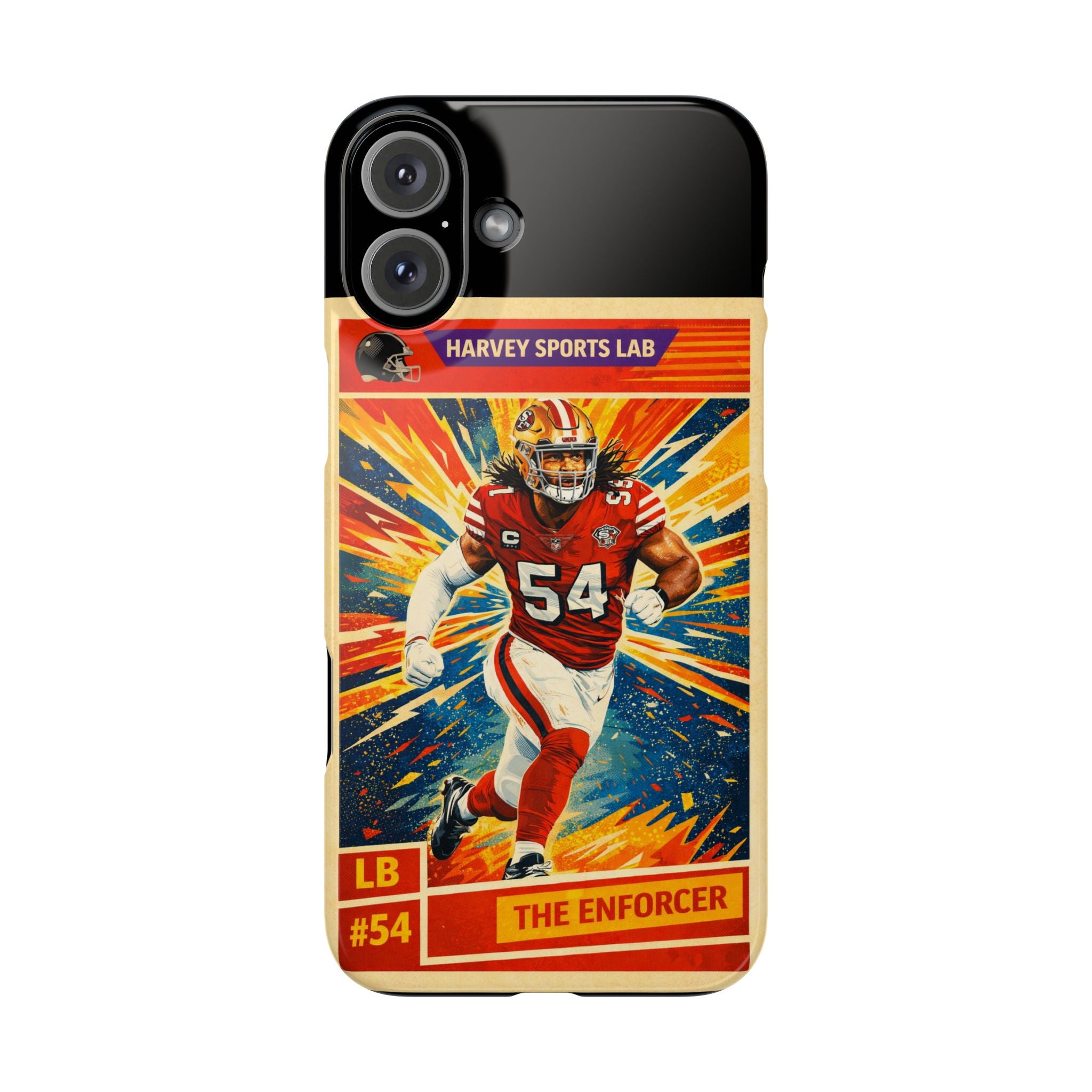 Football Player Vintage Trading Card Slim Phone Case — “The Enforcer” #54