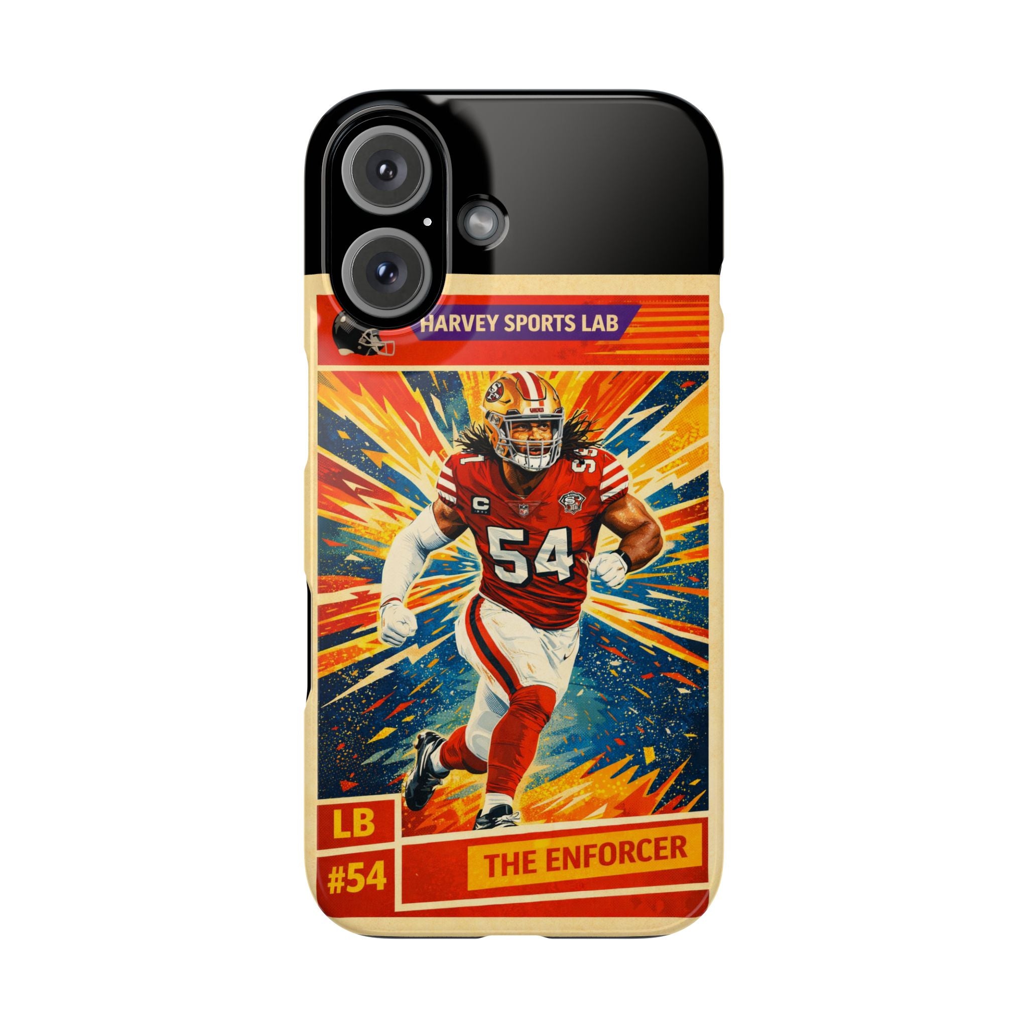 Football Player Vintage Trading Card Slim Phone Case — “The Enforcer” #54