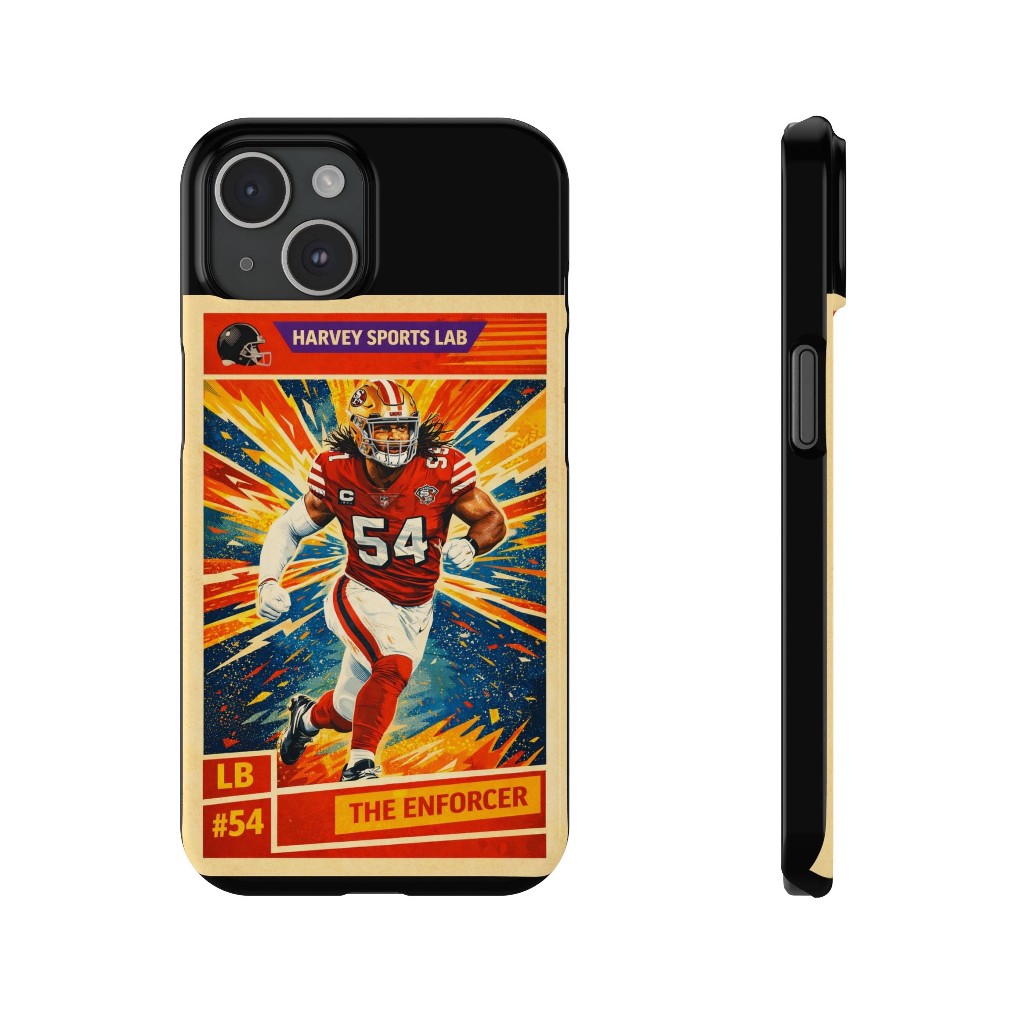 Football Player Vintage Trading Card Slim Phone Case — “The Enforcer” #54