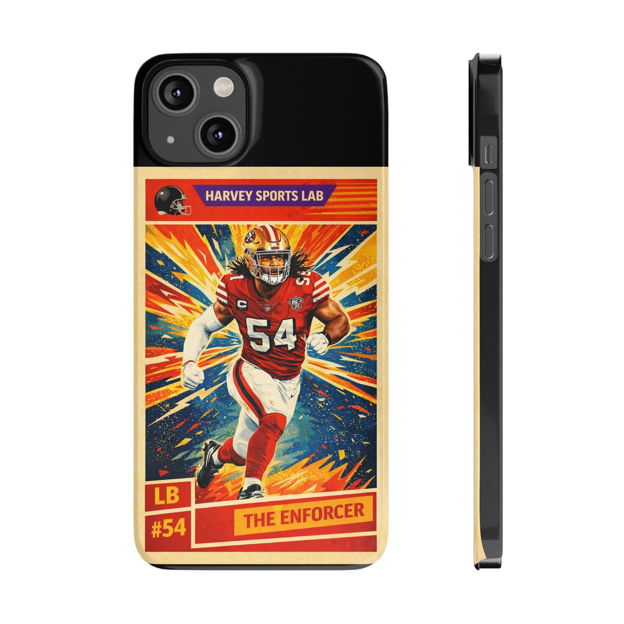 Football Player Vintage Trading Card Slim Phone Case — “The Enforcer” #54