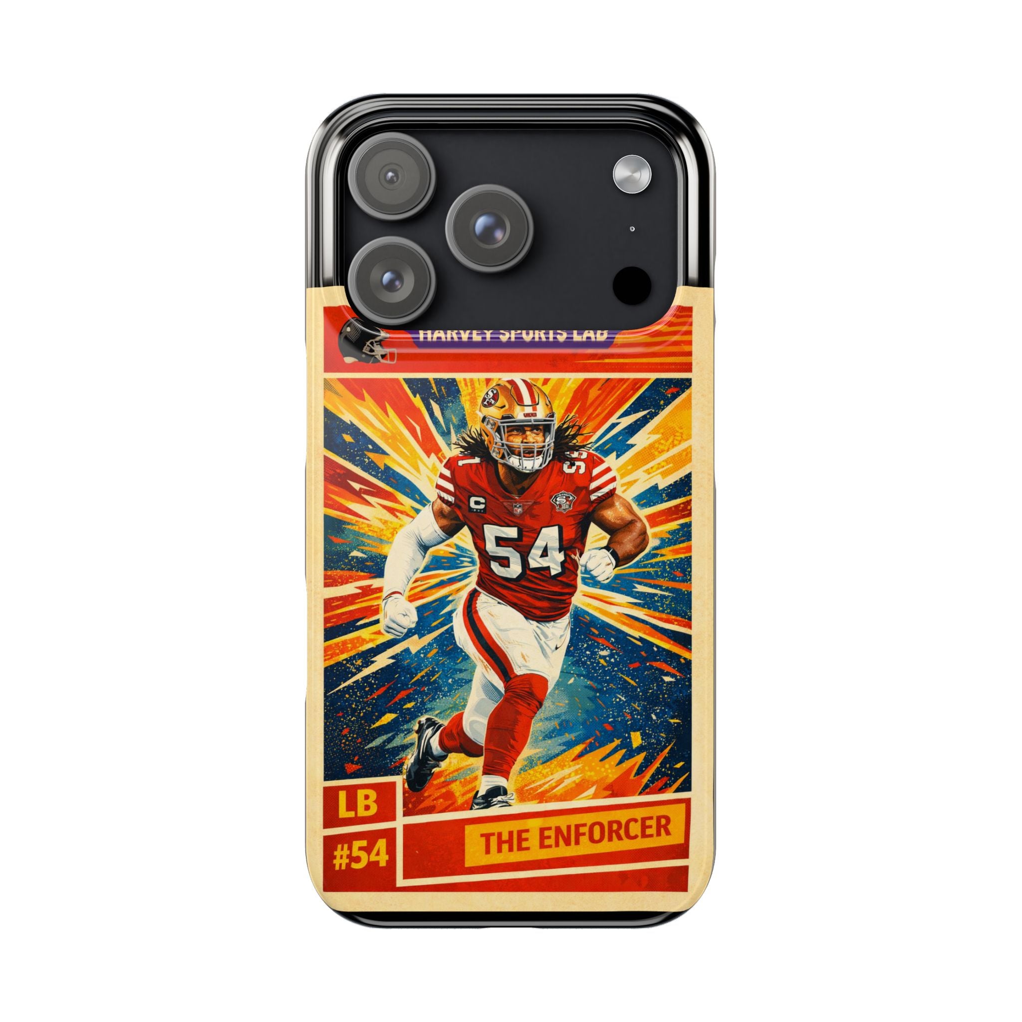 Football Player Vintage Trading Card Slim Phone Case — “The Enforcer” #54