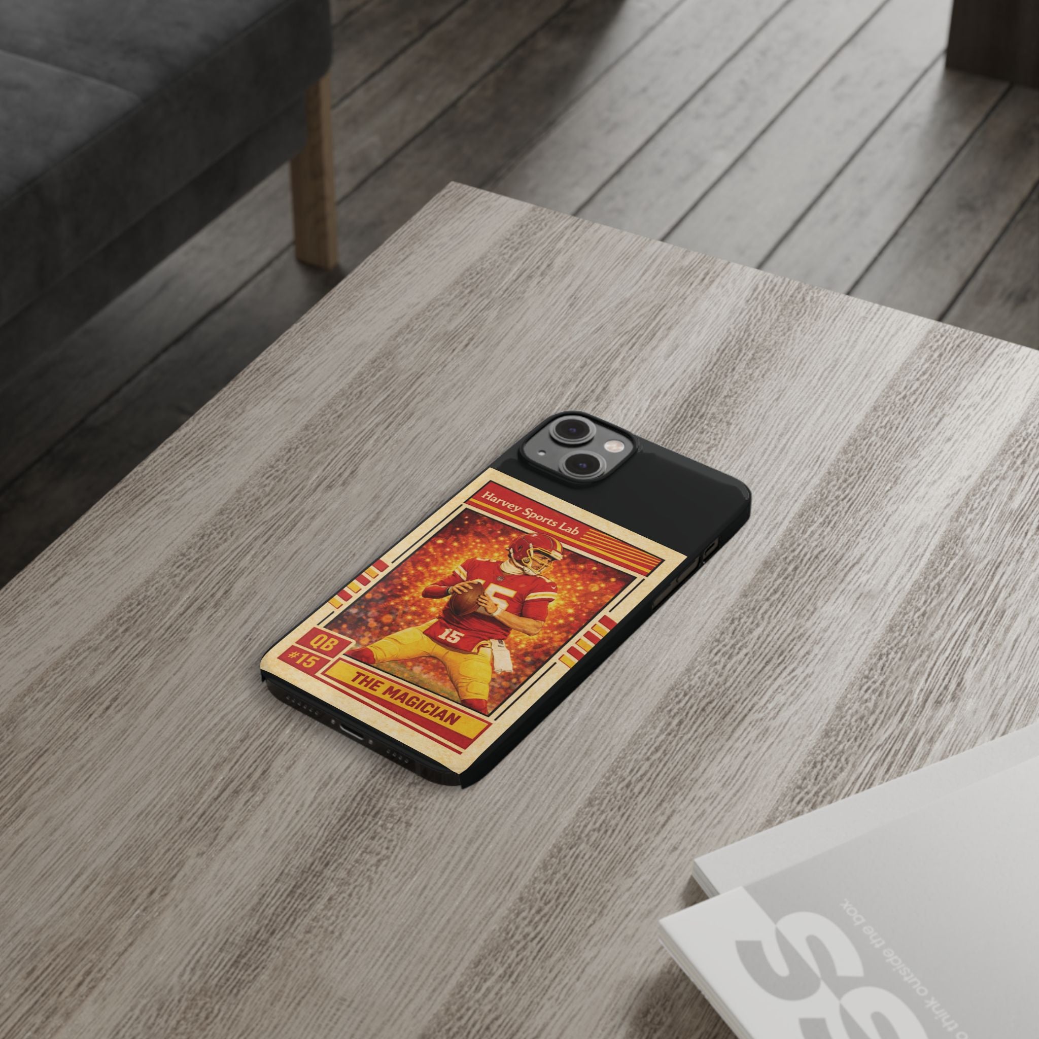 Football Trading Card Slim Phone Case – "The Magician" QB #15 Retro Design