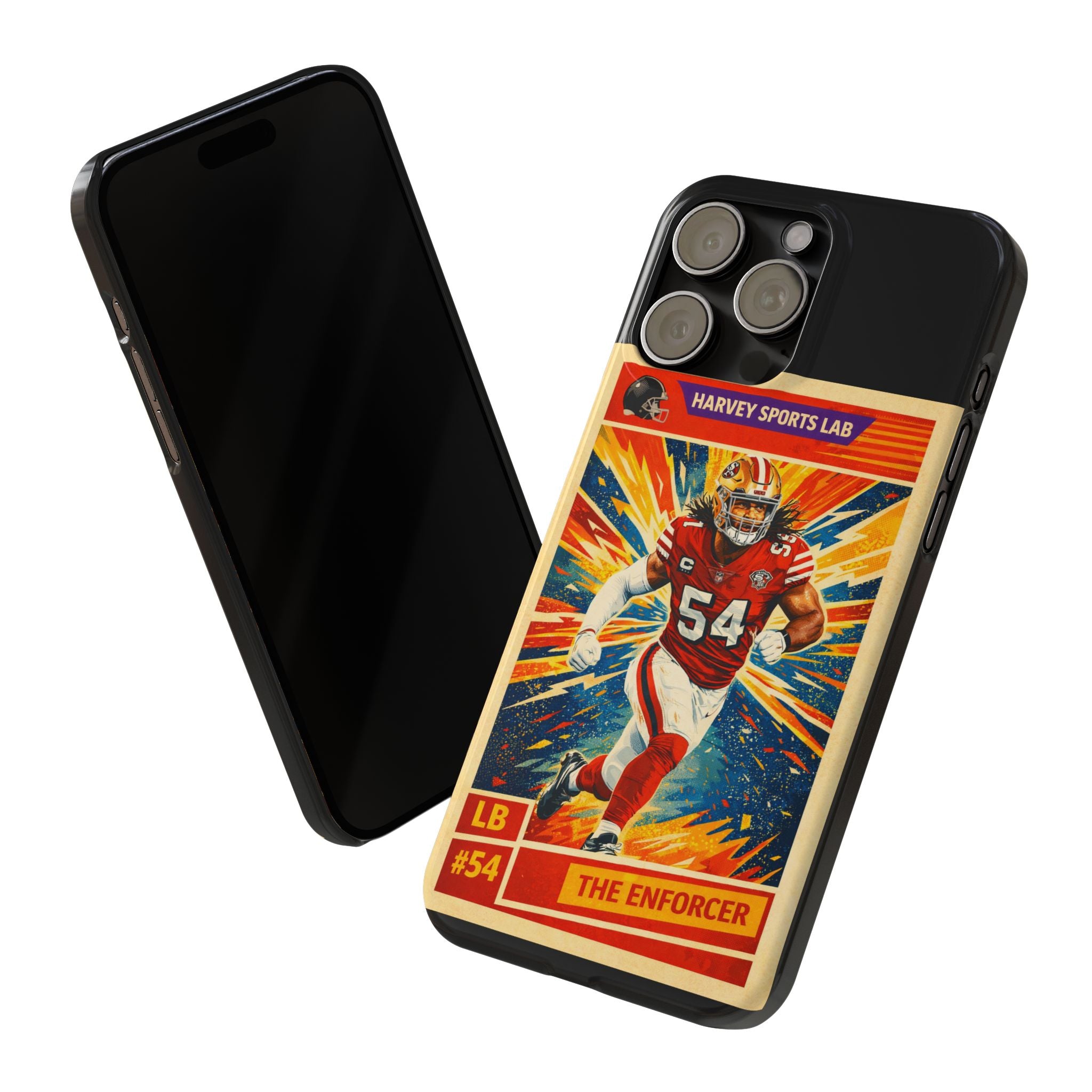 Football Player Vintage Trading Card Slim Phone Case — “The Enforcer” #54