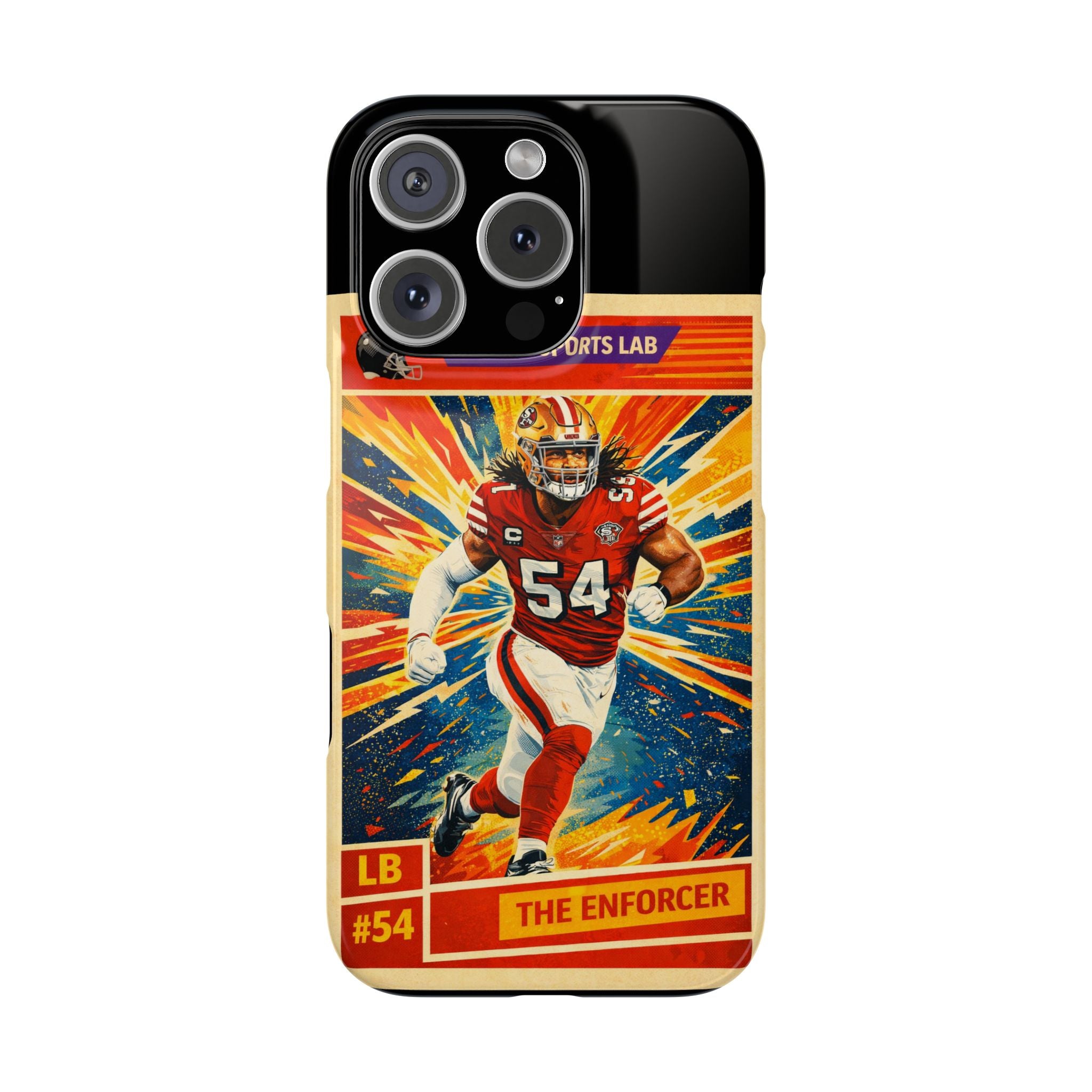 Football Player Vintage Trading Card Slim Phone Case — “The Enforcer” #54