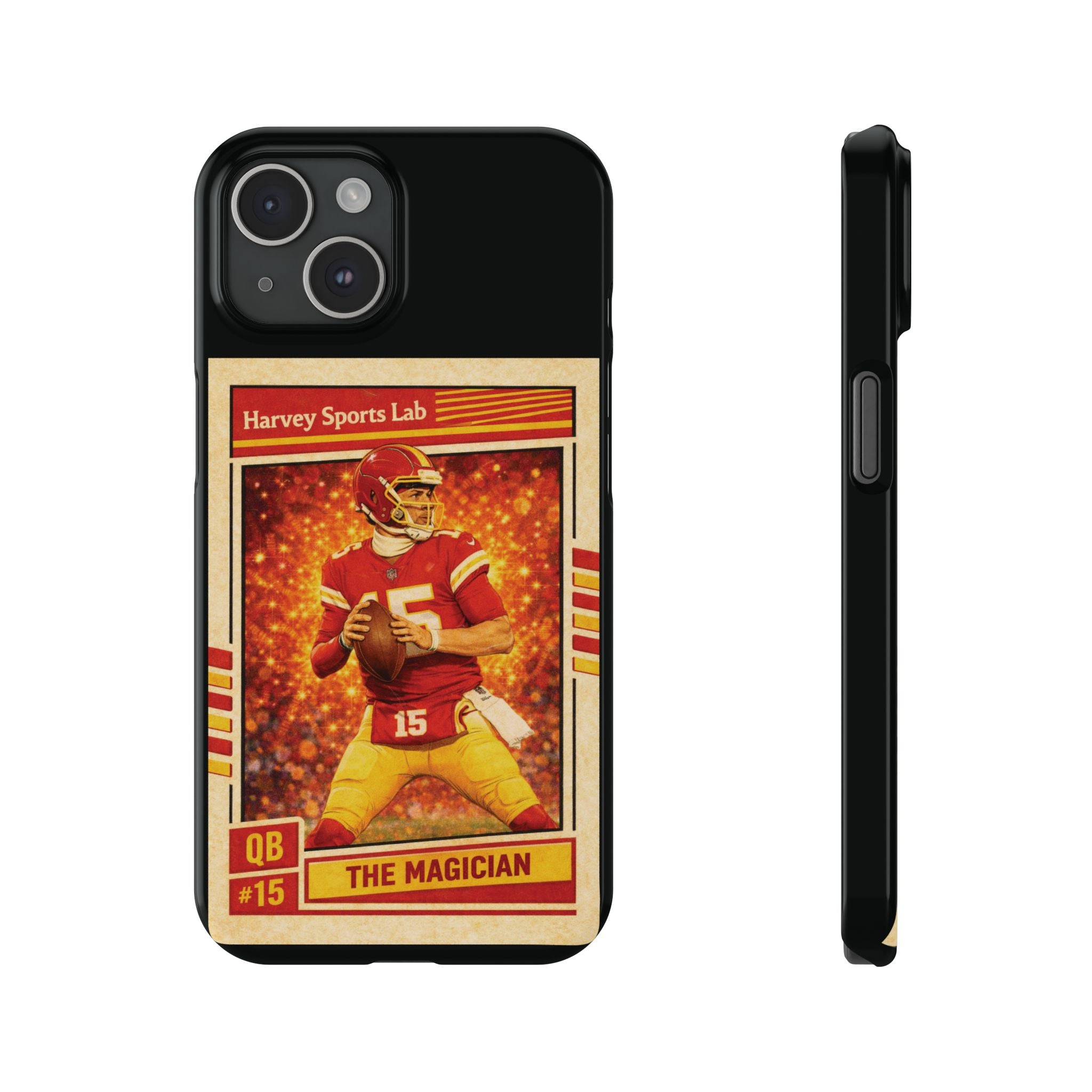 Football Trading Card Slim Phone Case – "The Magician" QB #15 Retro Design