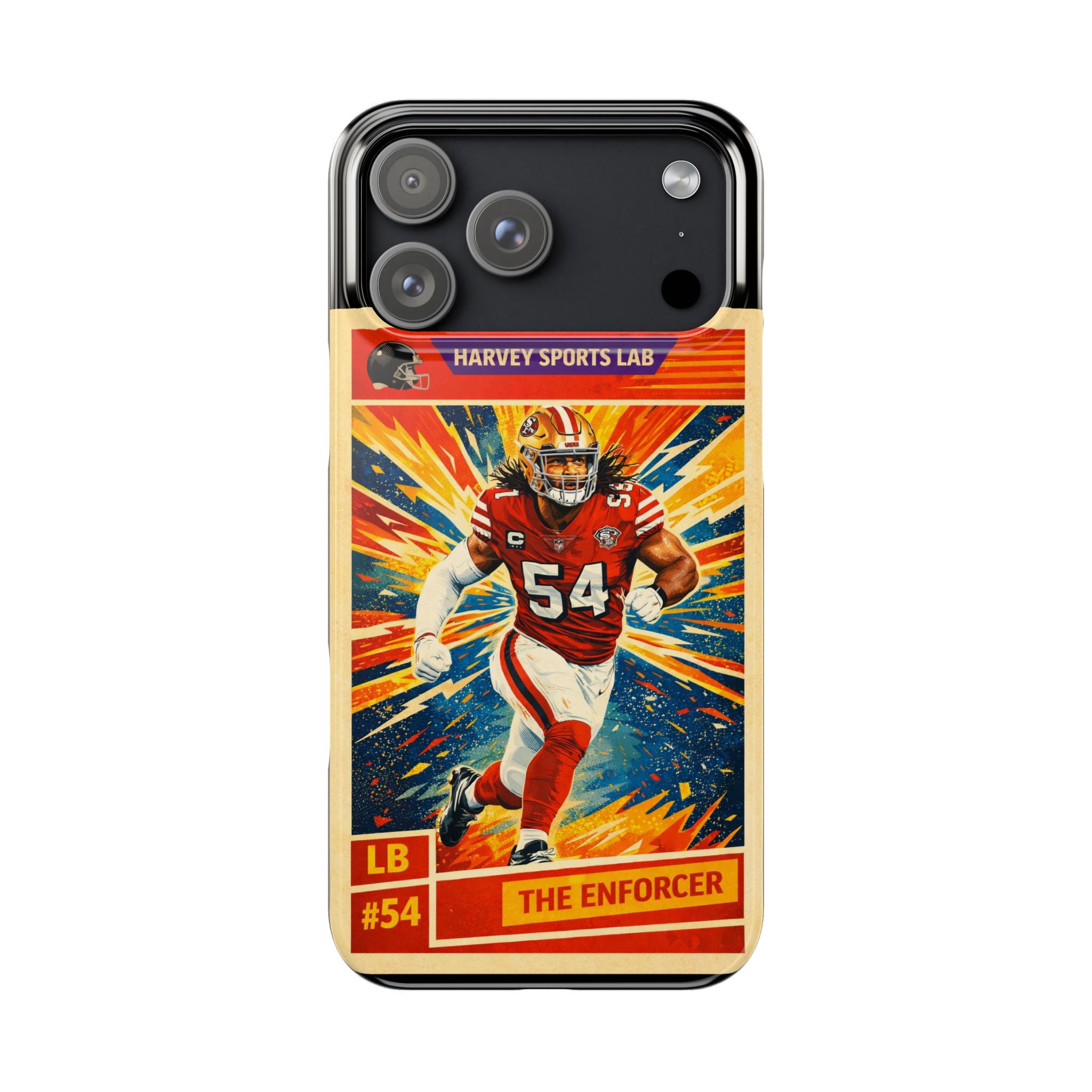 Football Player Vintage Trading Card Slim Phone Case — “The Enforcer” #54