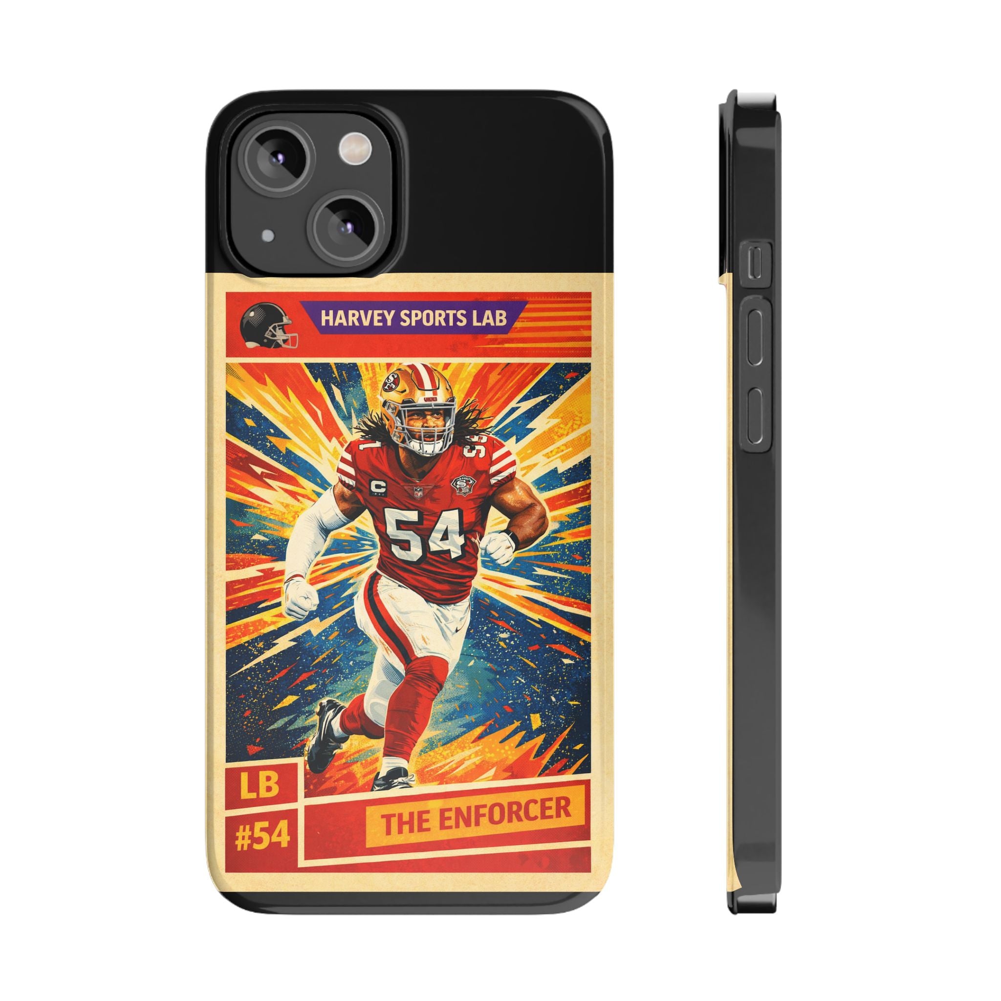Football Player Vintage Trading Card Slim Phone Case — “The Enforcer” #54