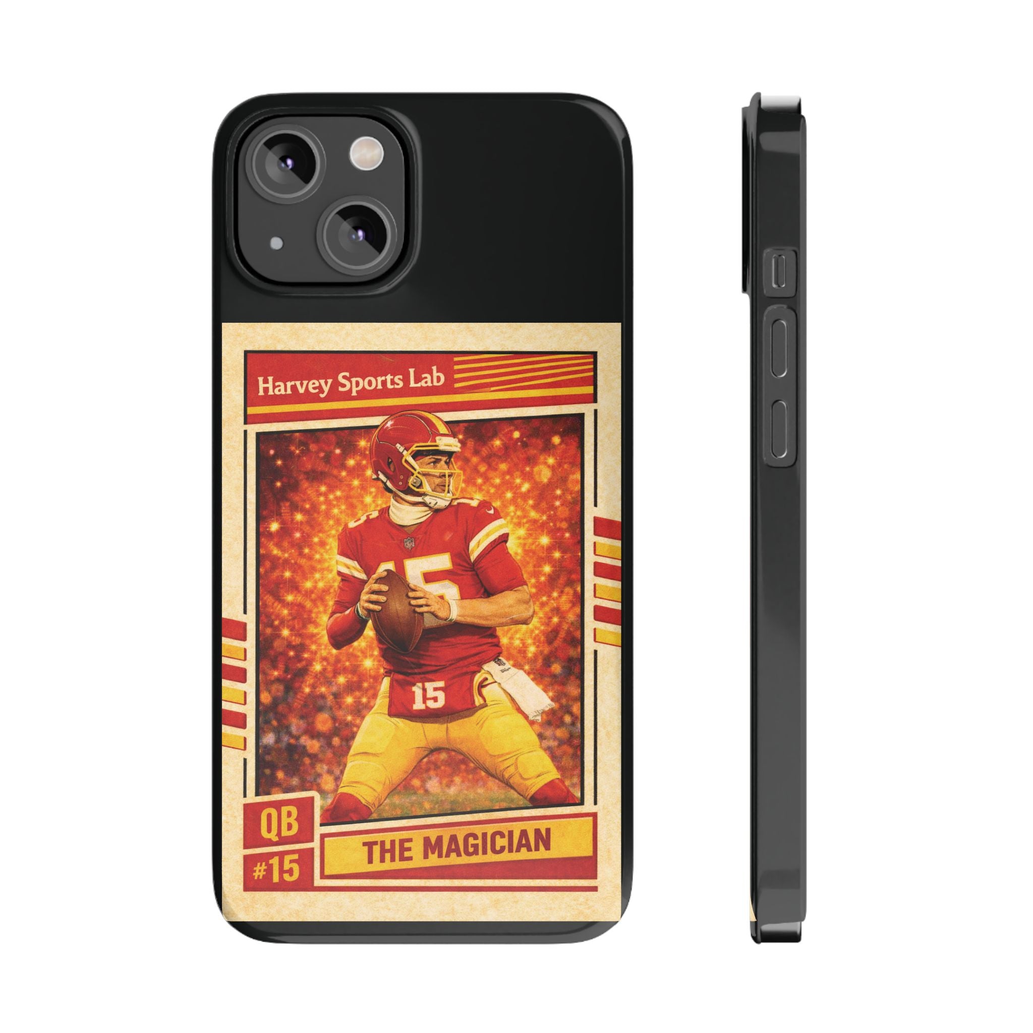 Football Trading Card Slim Phone Case – "The Magician" QB #15 Retro Design