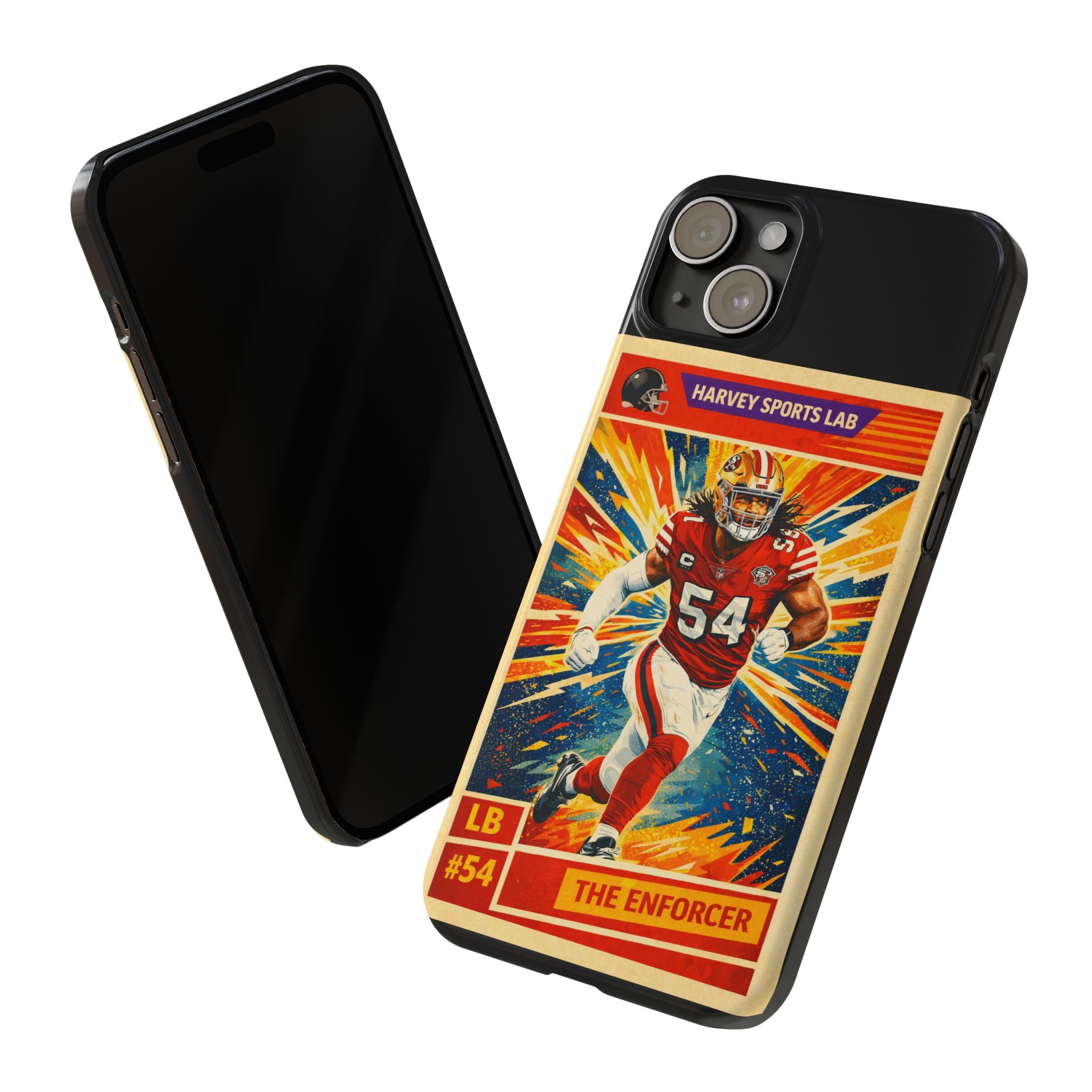 Football Player Vintage Trading Card Slim Phone Case — “The Enforcer” #54