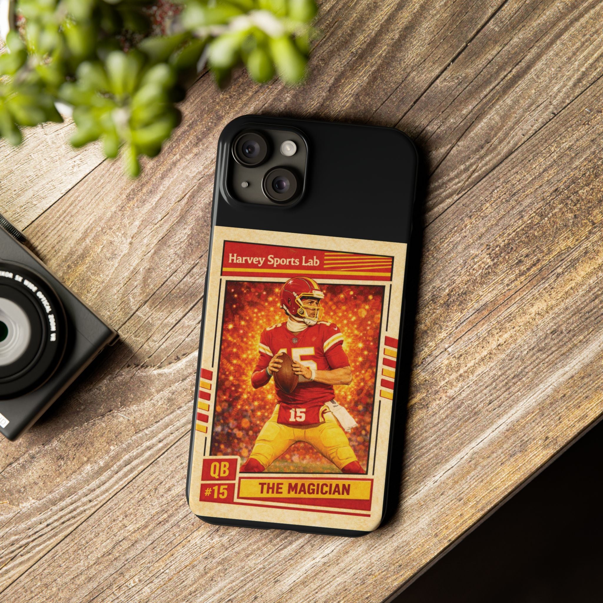 Football Trading Card Slim Phone Case – "The Magician" QB #15 Retro Design