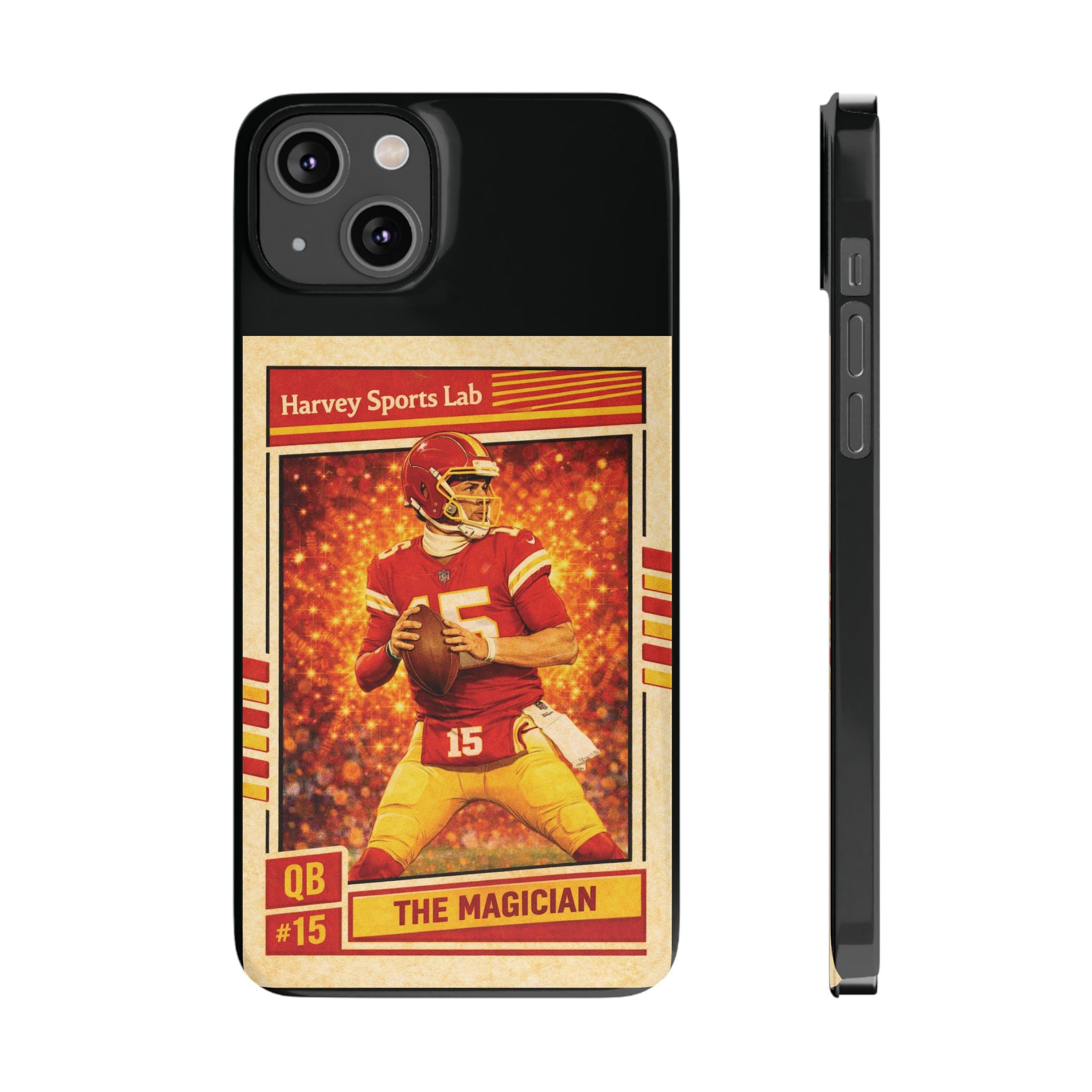 Football Trading Card Slim Phone Case – "The Magician" QB #15 Retro Design