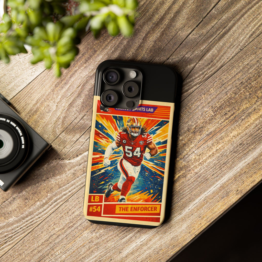 Football Player Vintage Trading Card Slim Phone Case — “The Enforcer” #54