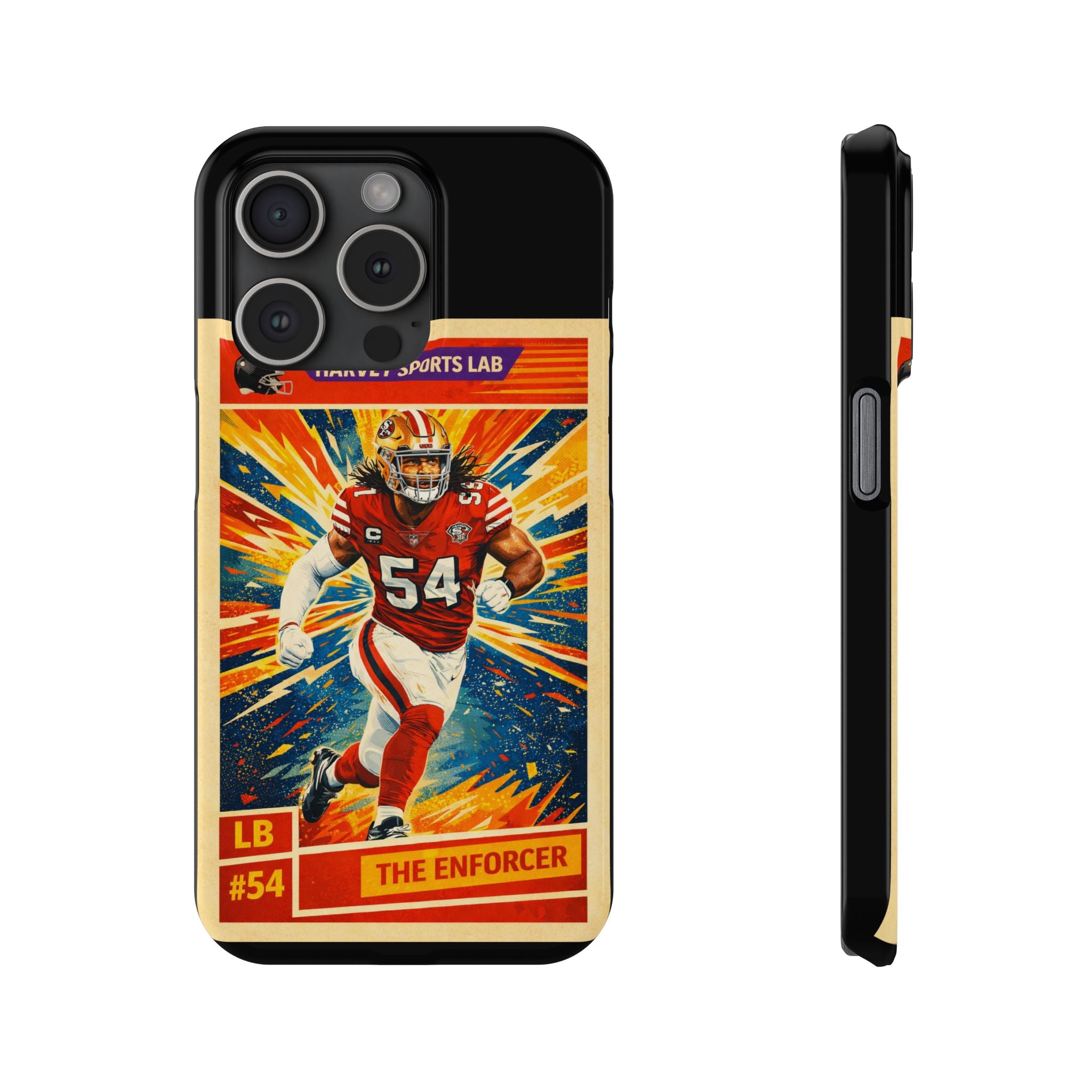 Football Player Vintage Trading Card Slim Phone Case — “The Enforcer” #54