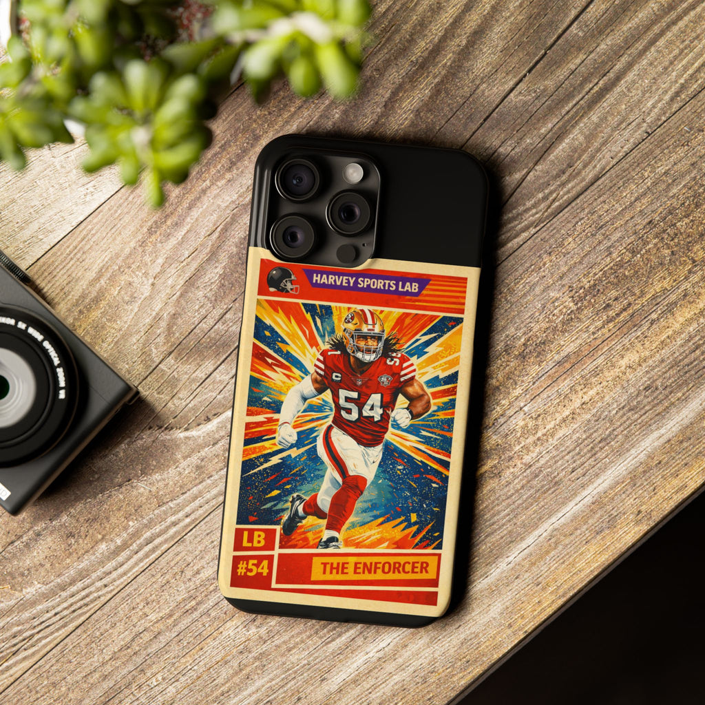 Football Player Vintage Trading Card Slim Phone Case — “The Enforcer” #54