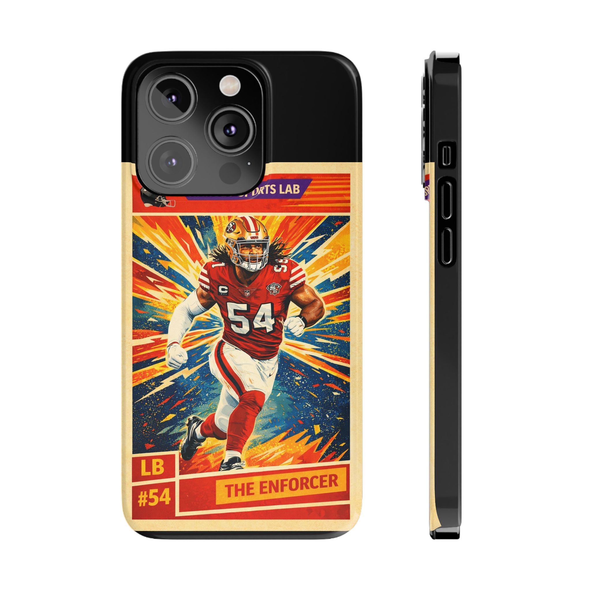 Football Player Vintage Trading Card Slim Phone Case — “The Enforcer” #54