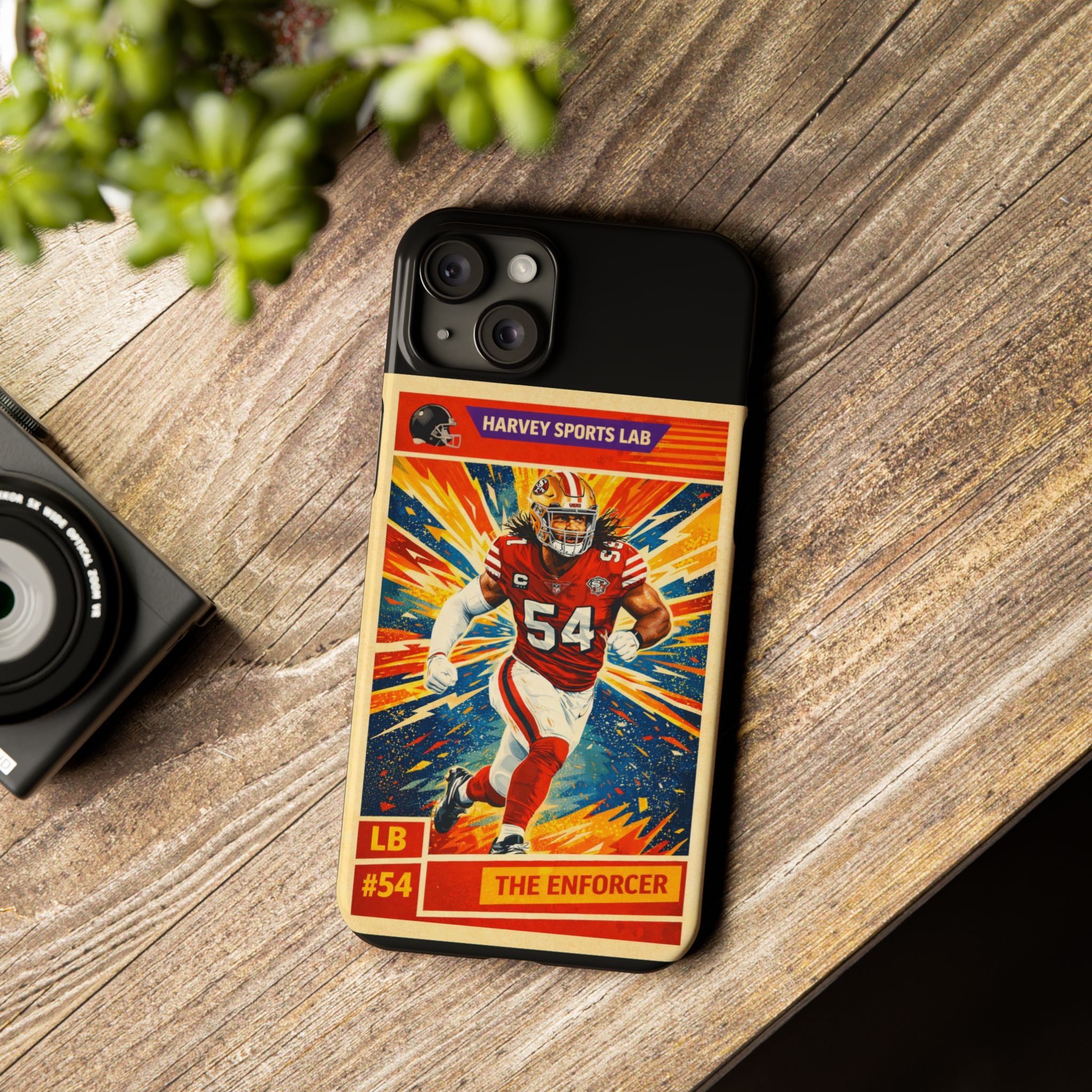 Football Player Vintage Trading Card Slim Phone Case — “The Enforcer” #54