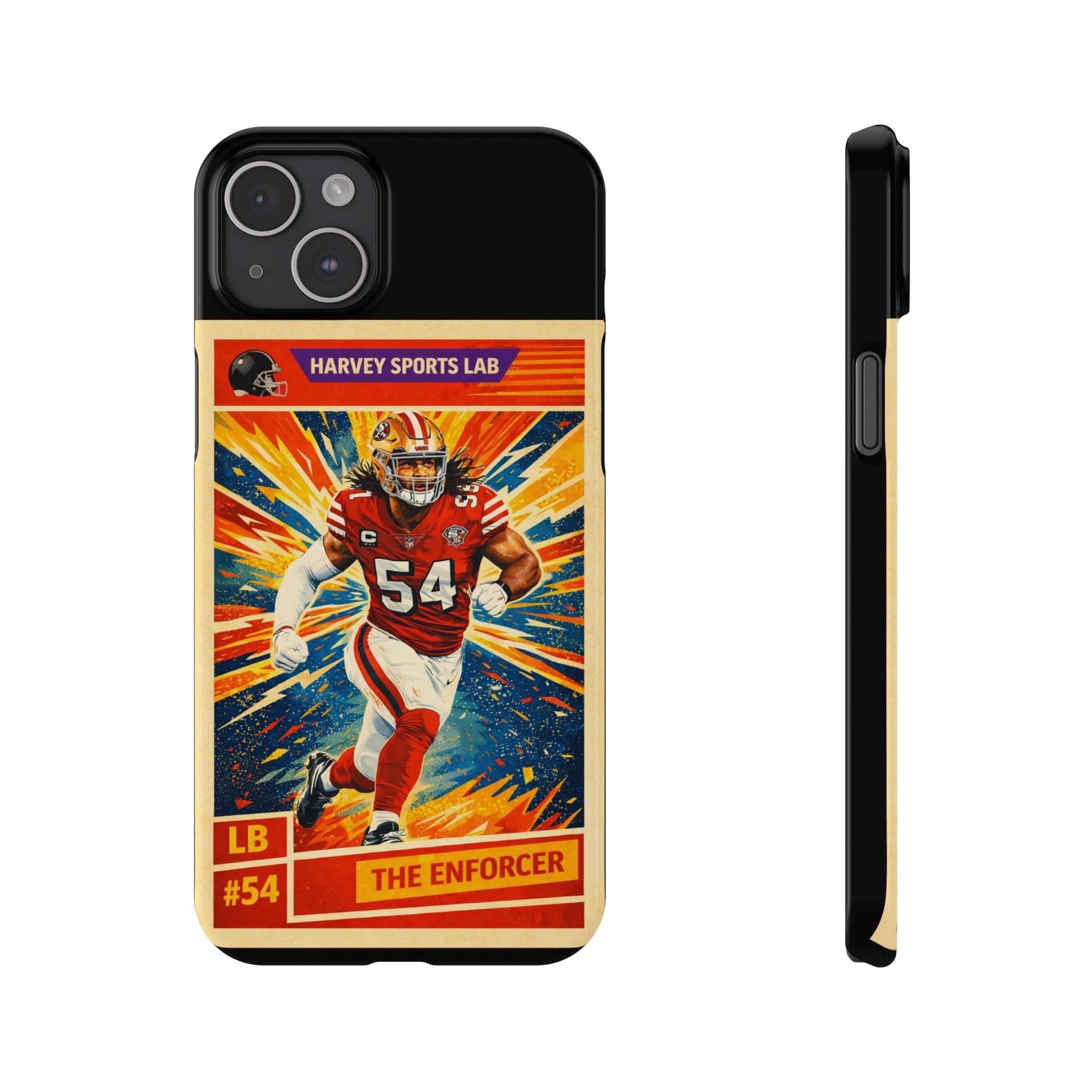 Football Player Vintage Trading Card Slim Phone Case — “The Enforcer” #54