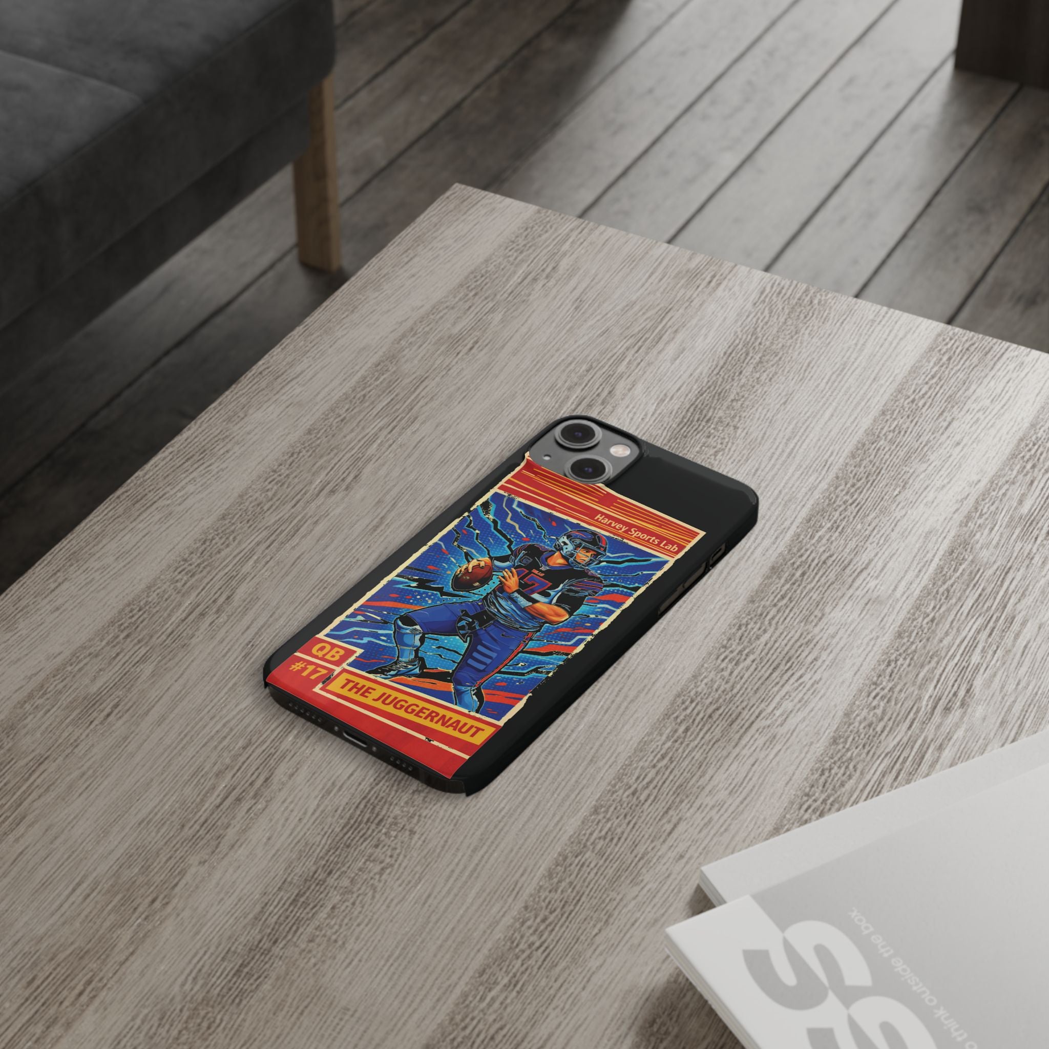 Football QB #17 ‘The Juggernaut’ Slim Phone Case — Retro Trading Card Design