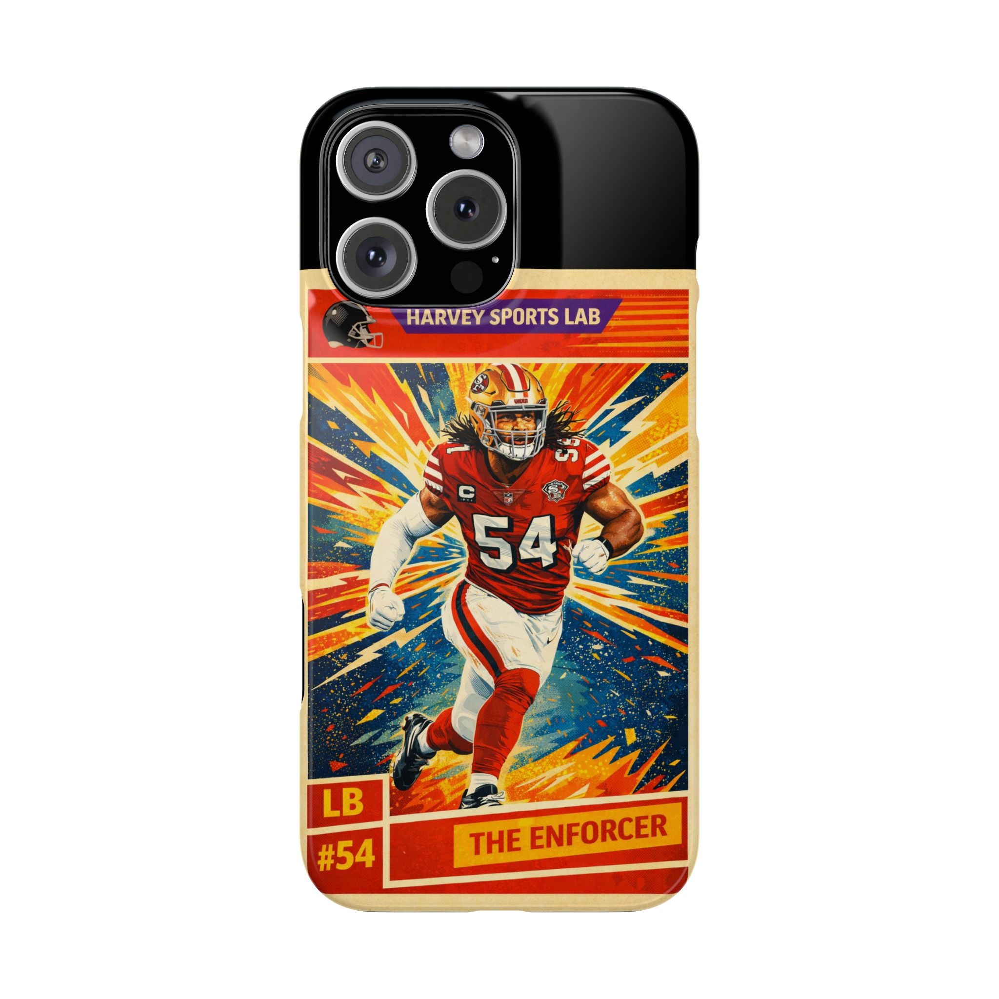 Football Player Vintage Trading Card Slim Phone Case — “The Enforcer” #54