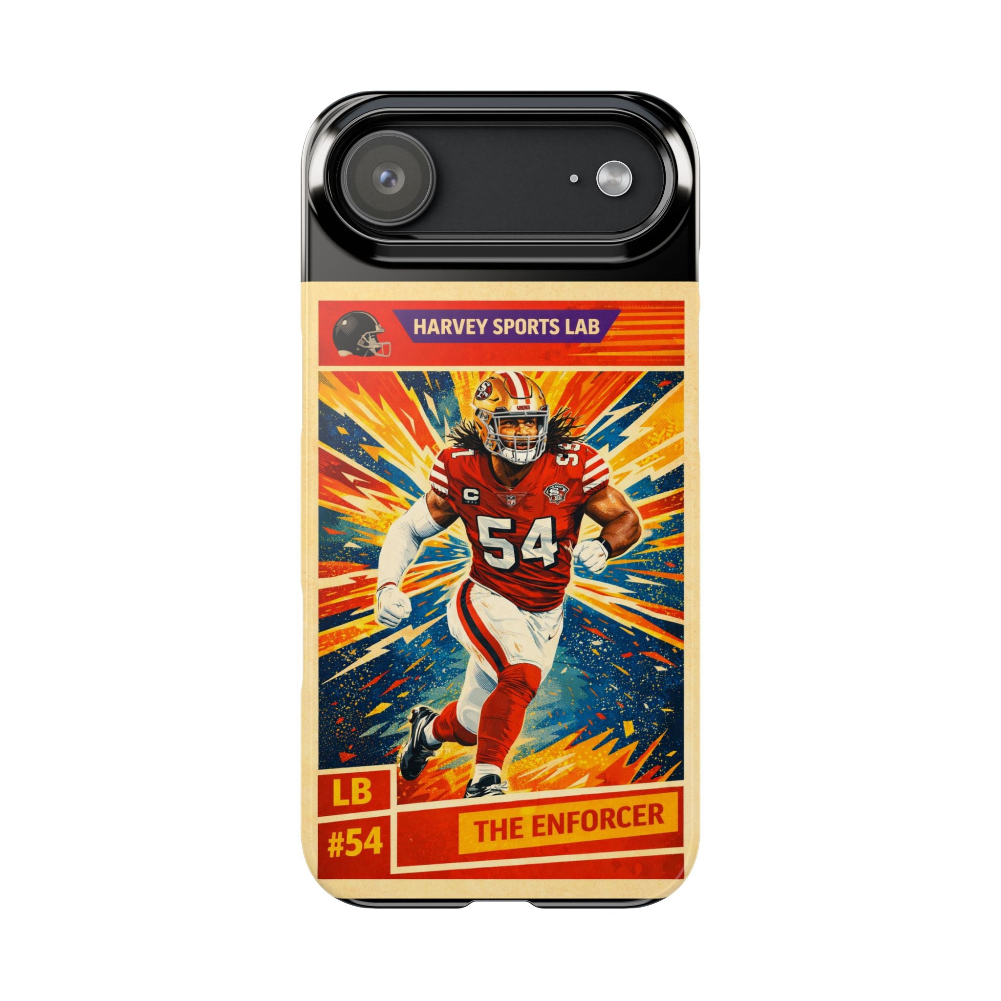 Football Player Vintage Trading Card Slim Phone Case — “The Enforcer” #54