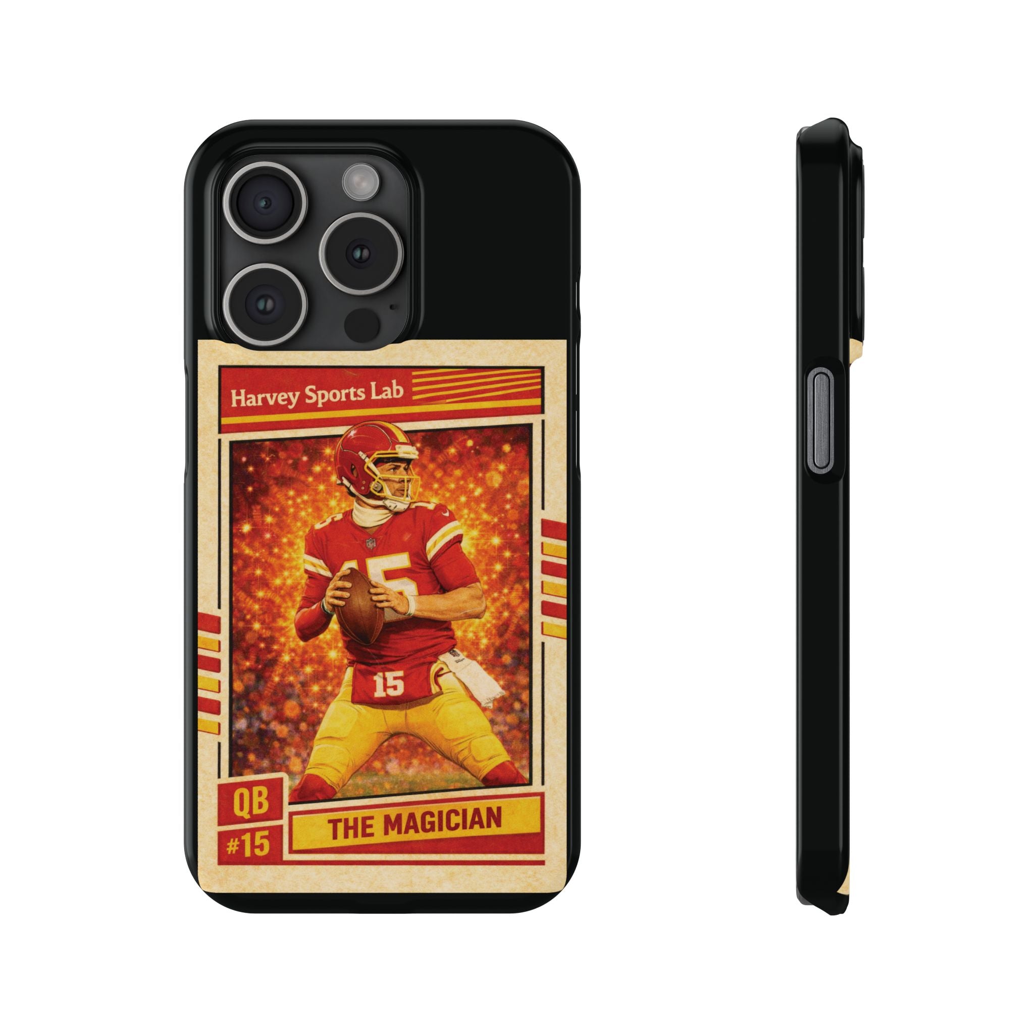Football Trading Card Slim Phone Case – "The Magician" QB #15 Retro Design