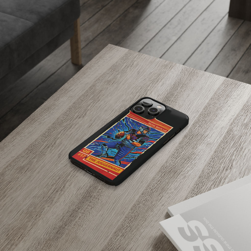 Football QB #17 ‘The Juggernaut’ Slim Phone Case — Retro Trading Card Design