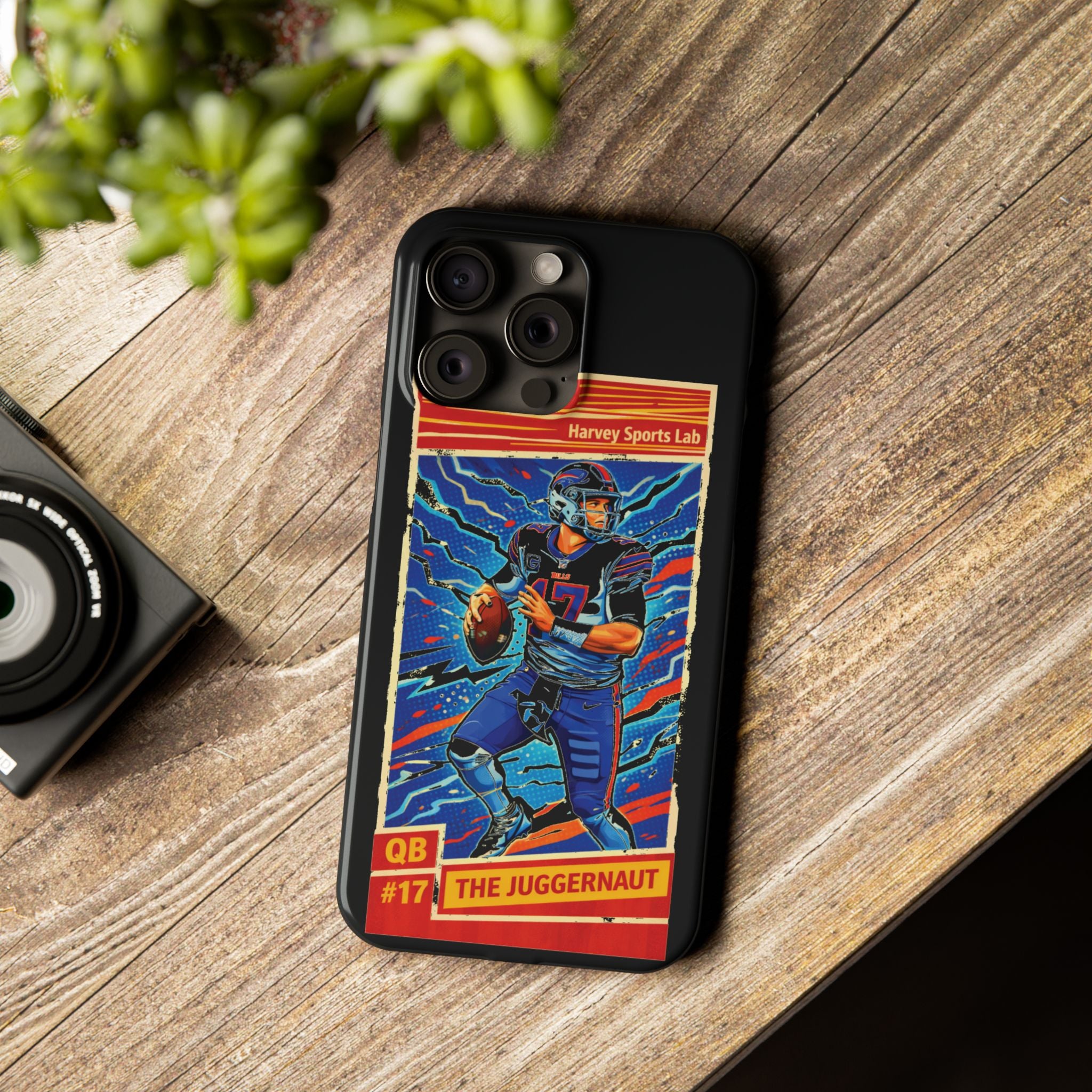 Football QB #17 ‘The Juggernaut’ Slim Phone Case — Retro Trading Card Design