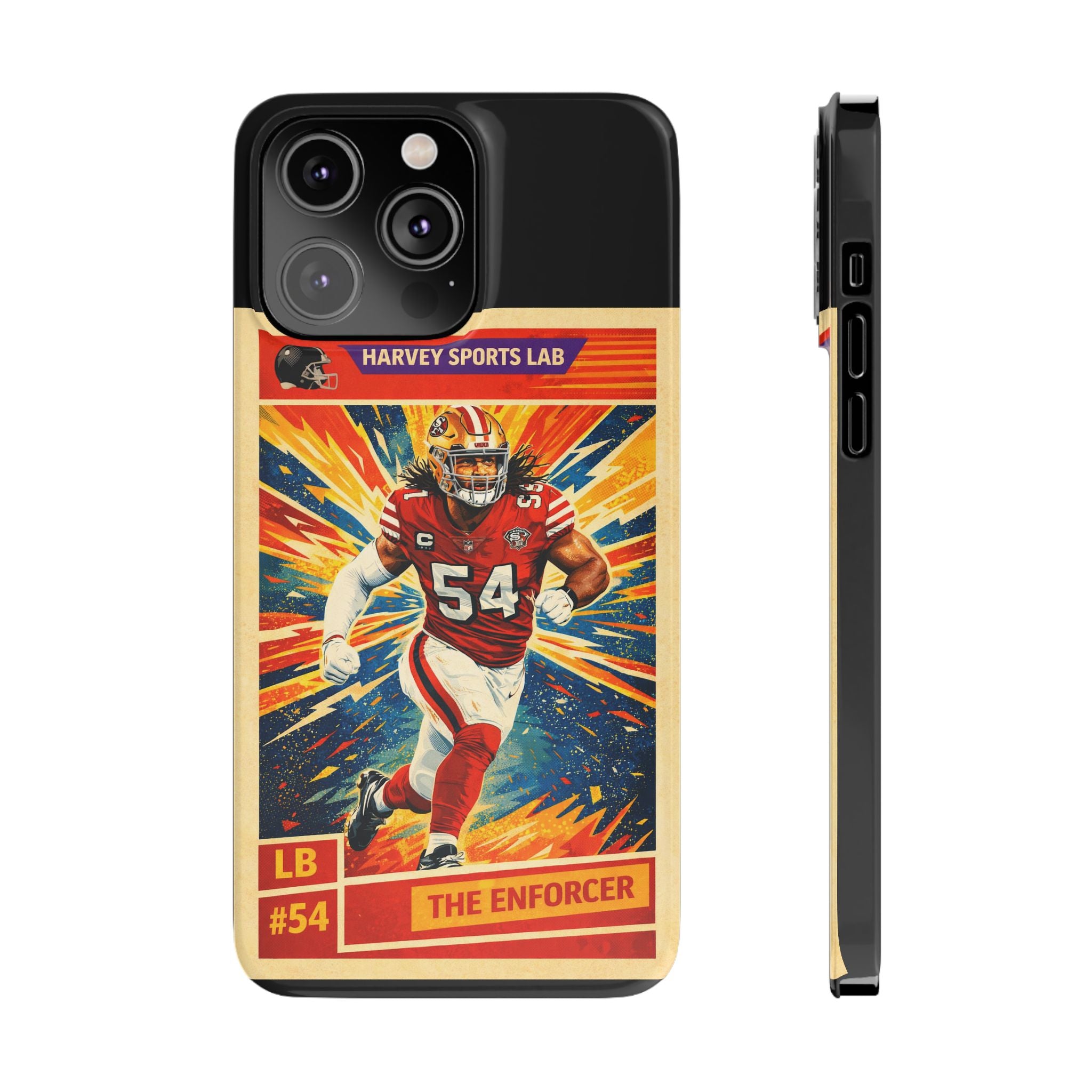 Football Player Vintage Trading Card Slim Phone Case — “The Enforcer” #54