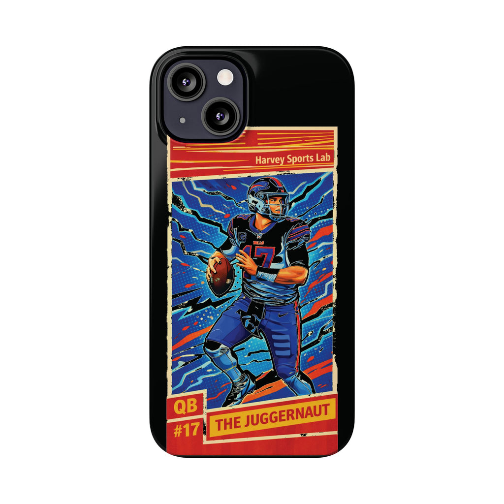 Football QB #17 ‘The Juggernaut’ Slim Phone Case — Retro Trading Card Design