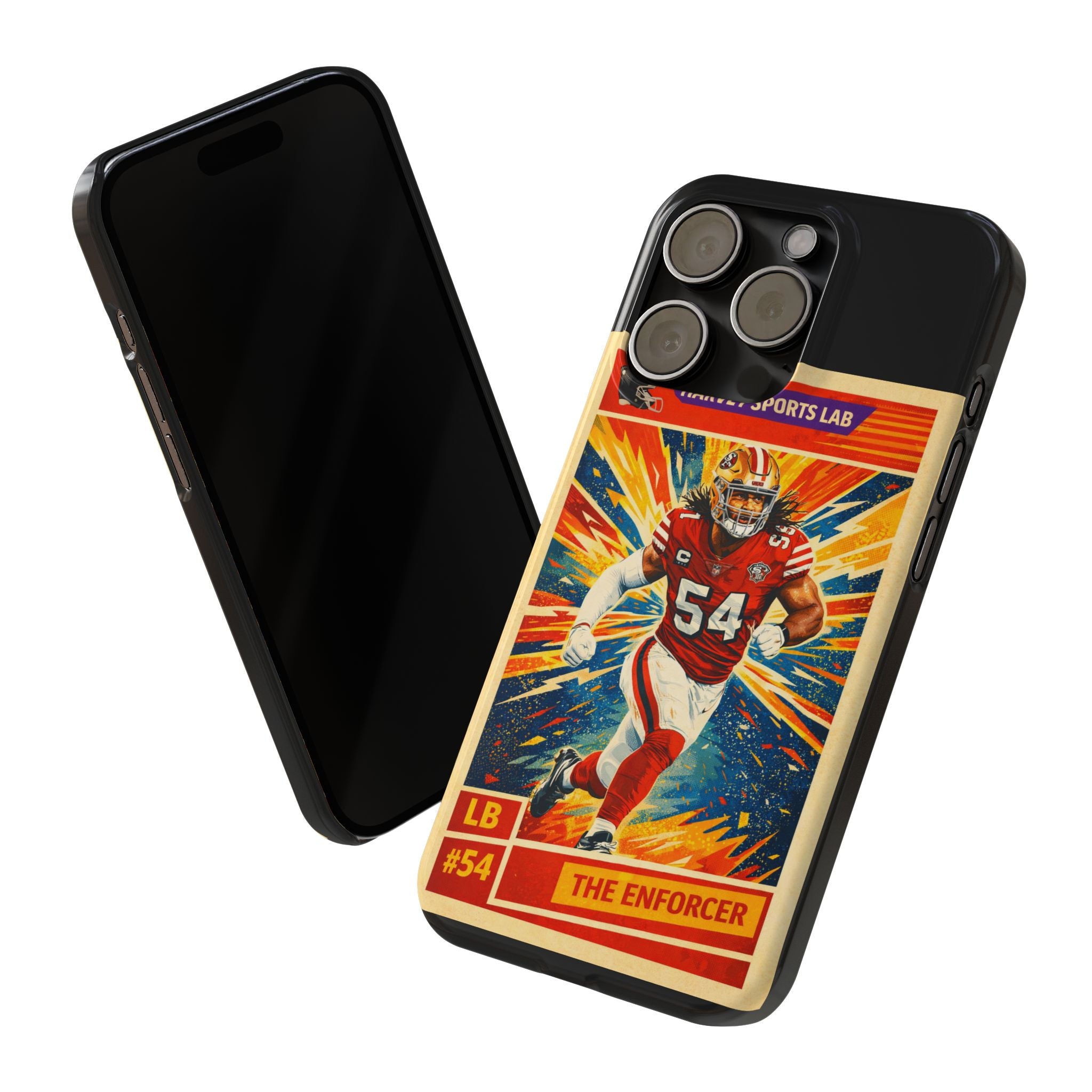 Football Player Vintage Trading Card Slim Phone Case — “The Enforcer” #54